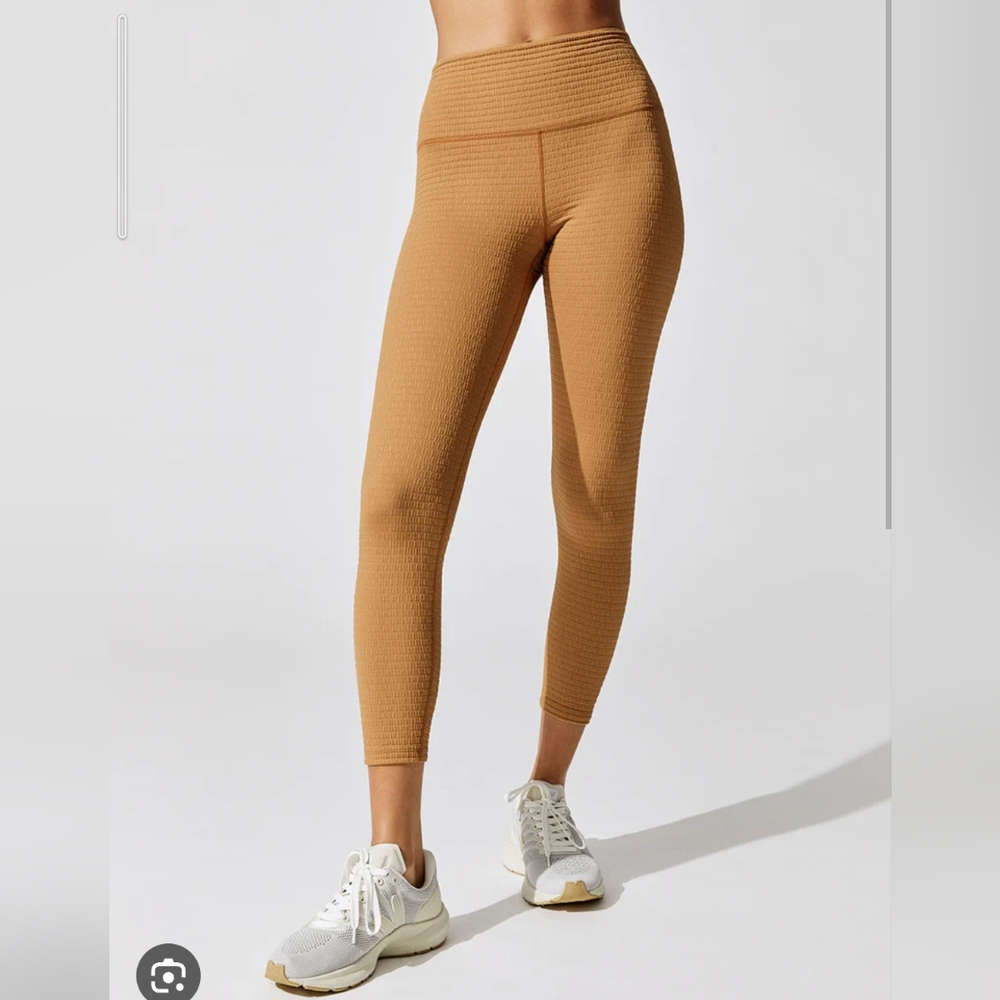 NWT Brown Sugar CARBON38 Hi-Rise 7/8 Jacquard Leggings S High Waist Tan Small